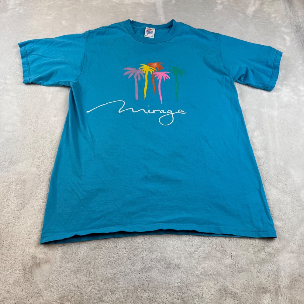 Vintage Mirage Casino Palm Tree Graphic T-Shirt Men's Large Blue Single Stitch